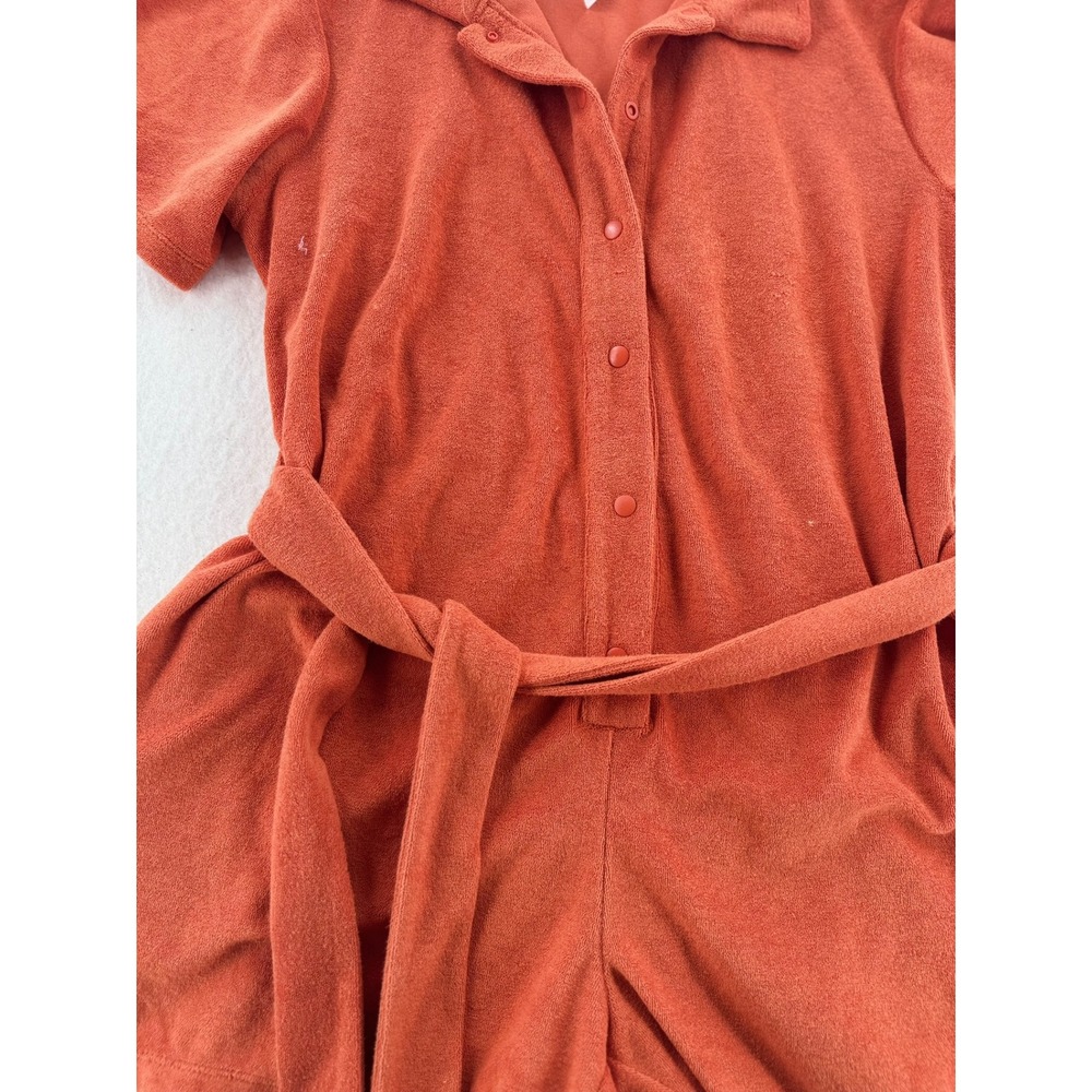 Beach Riot Gia - Terry Cloth Snap Front Belted Romper - Orange - M - Women - Picture 7 of 9